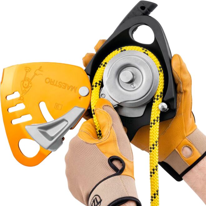 Petzl Maestro S discensore con carrucola bloccante per soccorso