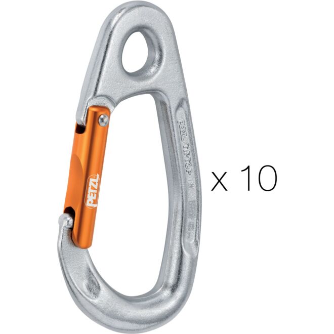 Petzl Tiptop Steel (confezione da 10) moschettone di sosta arrampicata