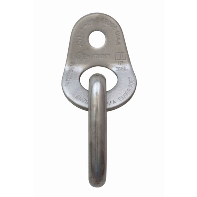 Raumer Placchetta inox Wing Ø10 + anello parallelo Ø10 inox versione Marina