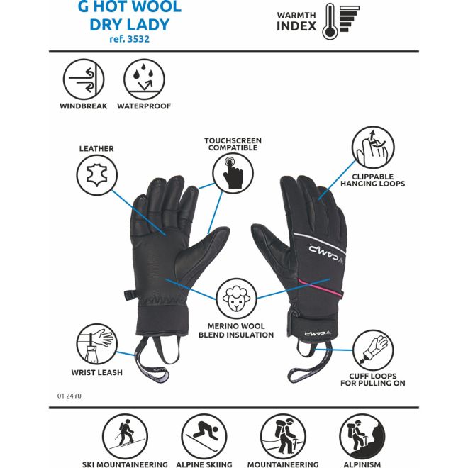 CAMP G Hot Wool Dry Lady guanti alpinismo da donna