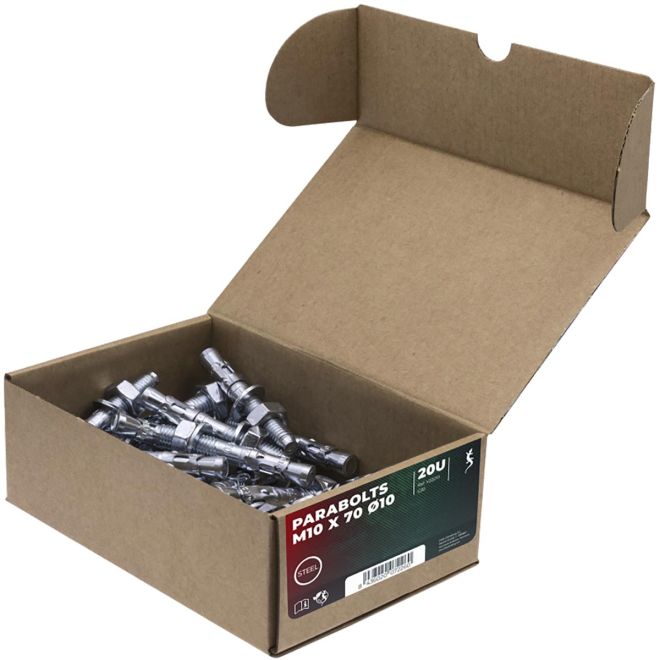 Fixe Box of M10 × 70 mm bolts chiodo espansione 20-pack