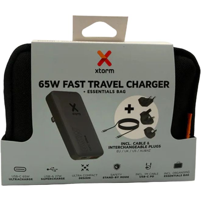 Xtorm 65W Fast Travel Charger + Cable + Essentials Bag caricabatterie portatile