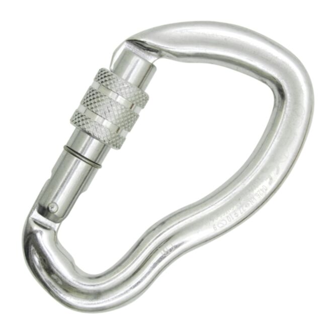 Moschettone Kong Ergo Screw Sleeve – Alluminio, Keylock, 27 KN – Colori Nero/Giallo/Lucido – Taglia Unica, Fatto In Italia